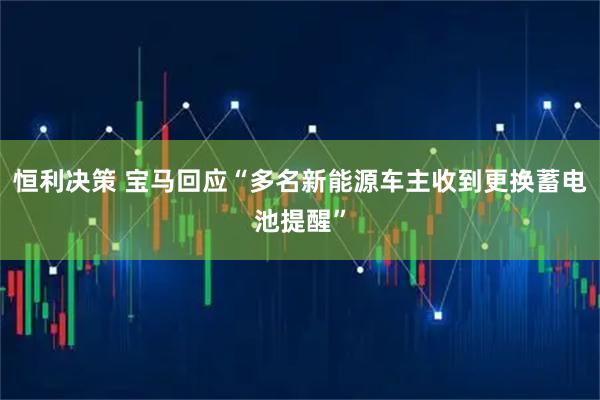 恒利决策 宝马回应“多名新能源车主收到更换蓄电池提醒”